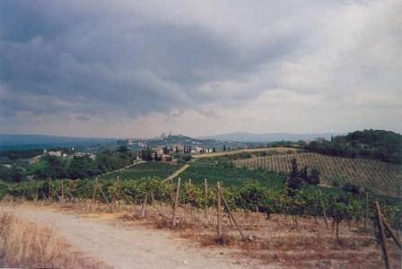 San Gimignano in der Ferne